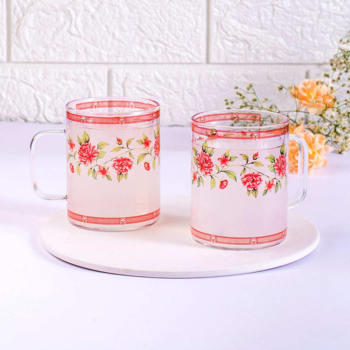 Borosilicate Glass Mugs with Delicate Prints I 220 ML