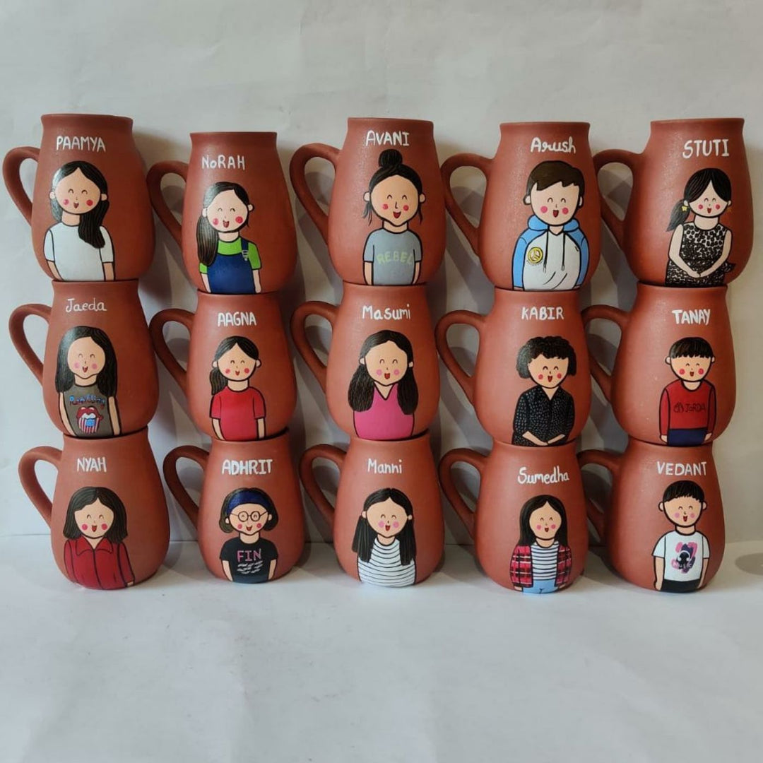 Personalised Terracotta Mugs with Photo Based Caricatures