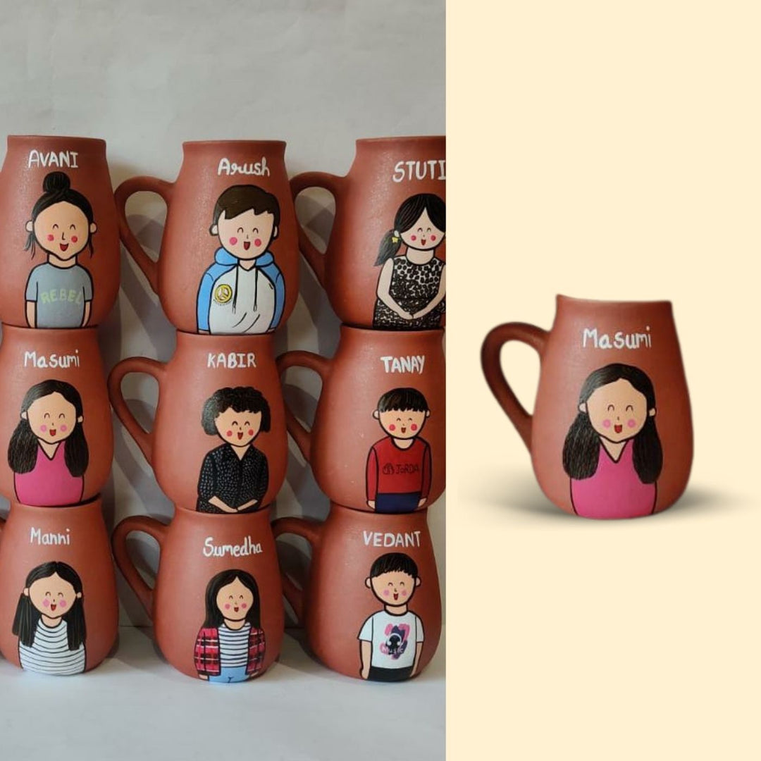 Personalised Terracotta Mugs with Photo Based Caricatures