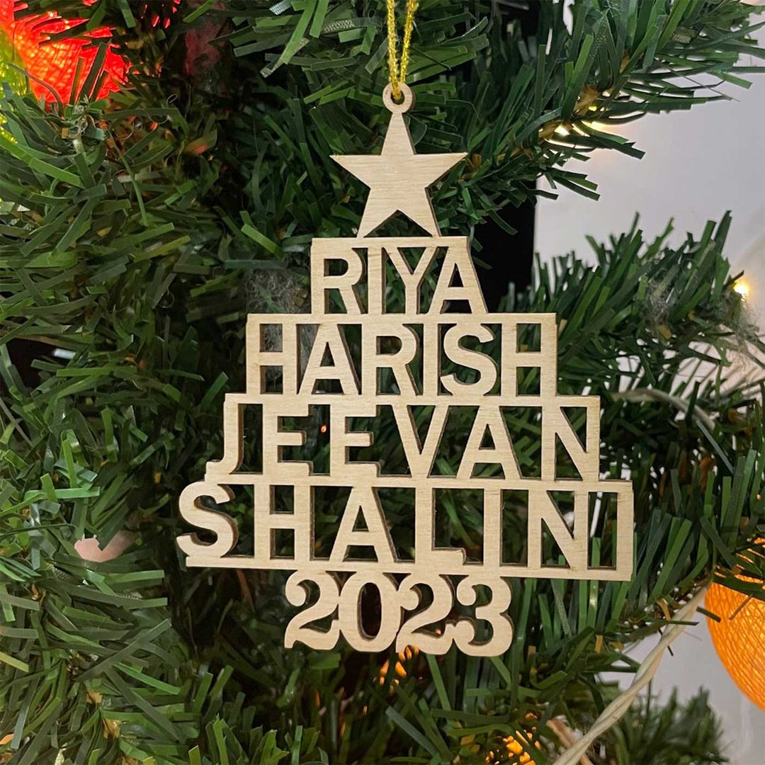 Personalized Family Names Wooden Ornament For Christmas Tree Decoration