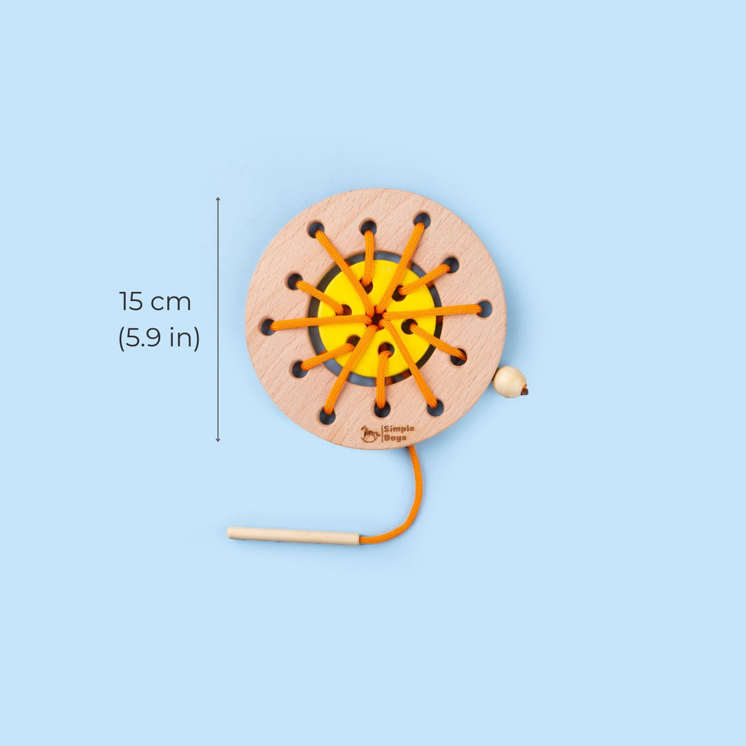 Traditional Wooden Ring Sewing Activity Toy