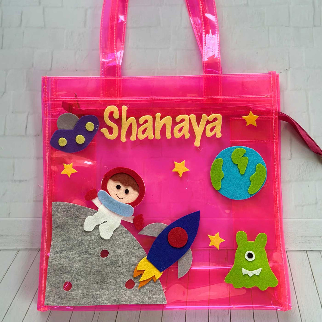 Personalized Handmade Space Theme Kids Tote Bag