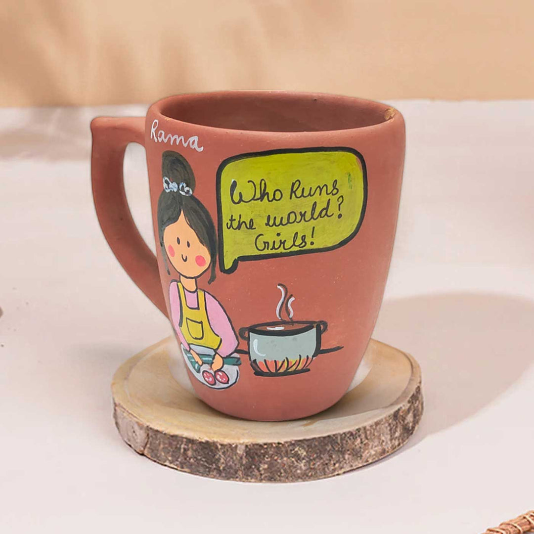 Handpainted Personalised 3D Terracotta Mug with Chef Avatar Illustrations and Quote