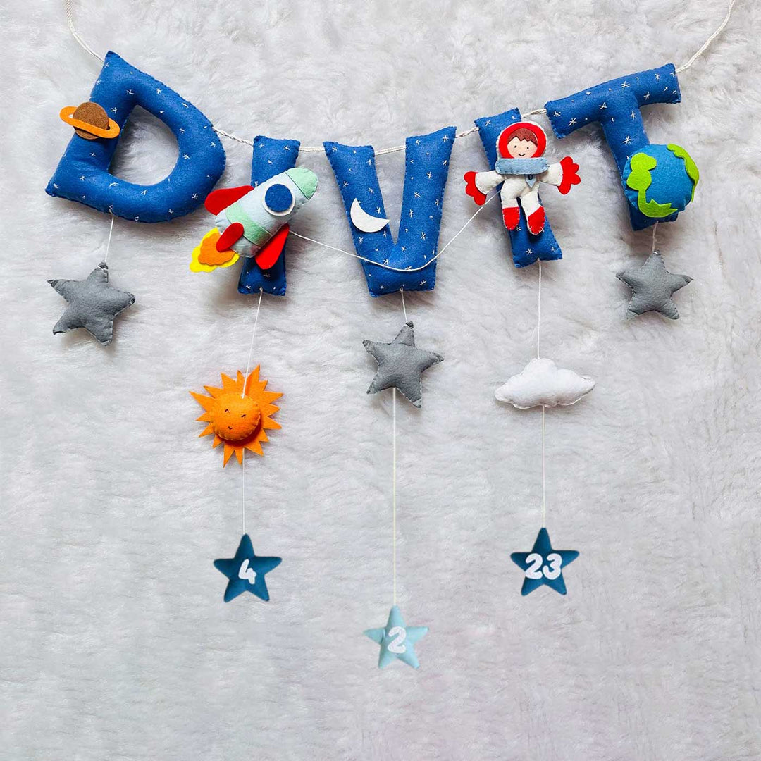 Handcrafted Personalized Space Themed Bunting For Kids