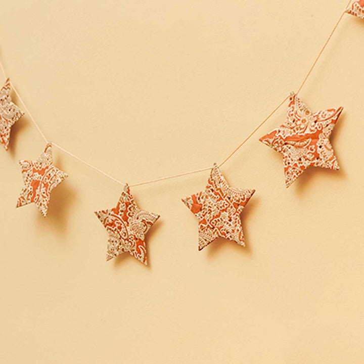 Handmade Paper Anokhi Rust Star Bunting