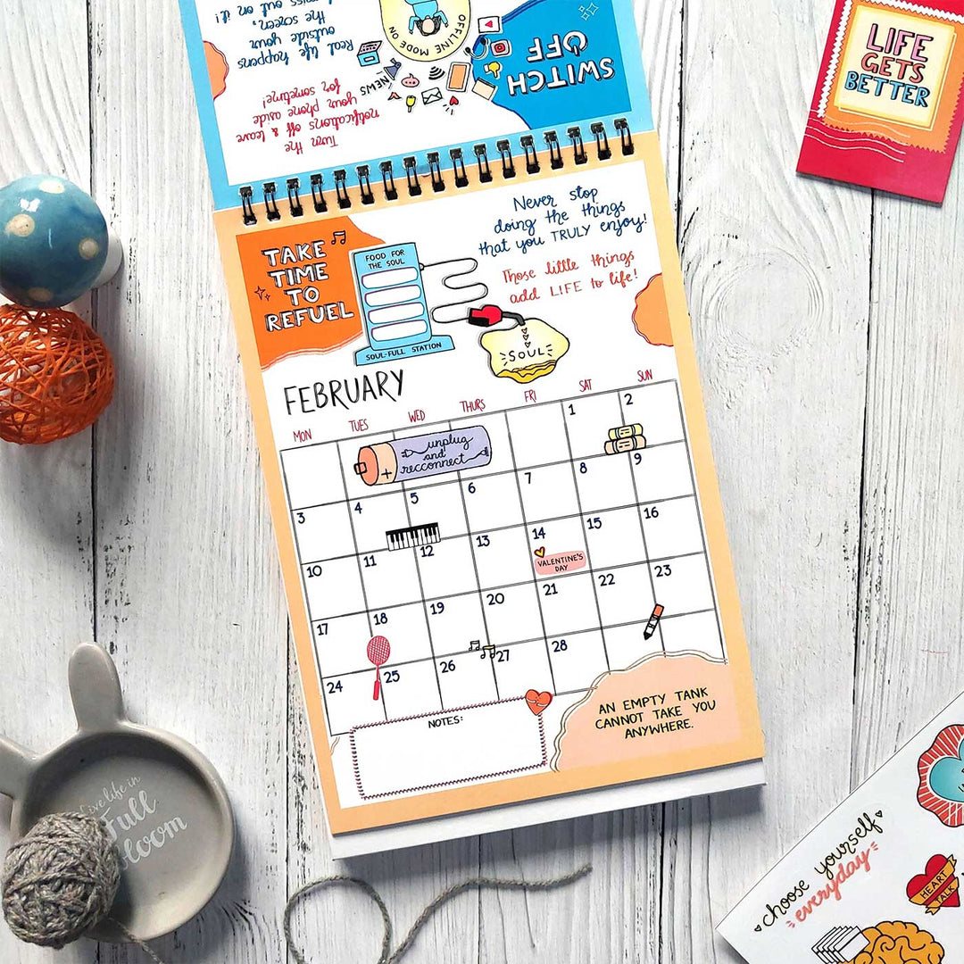 Self-care Contract 2025 Spiral Calendar With Holidays | 10+ Freebies Included