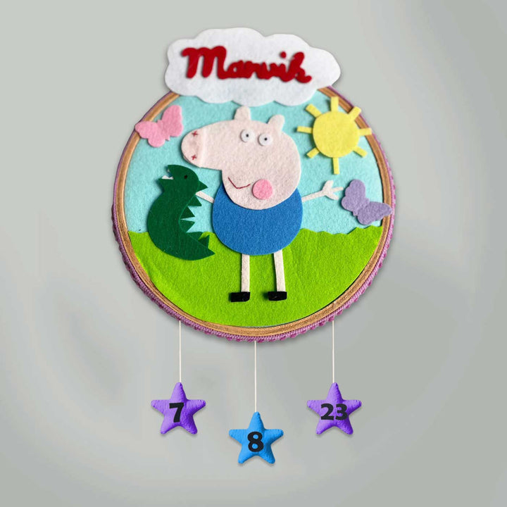 Personalized Felt Peppa Pig Theme Wall Nameplate