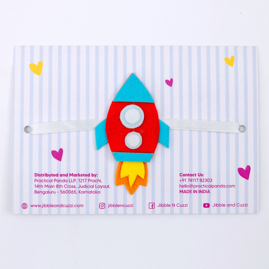 Handmade Space Whiz Rocket Felt Kids Rakhi