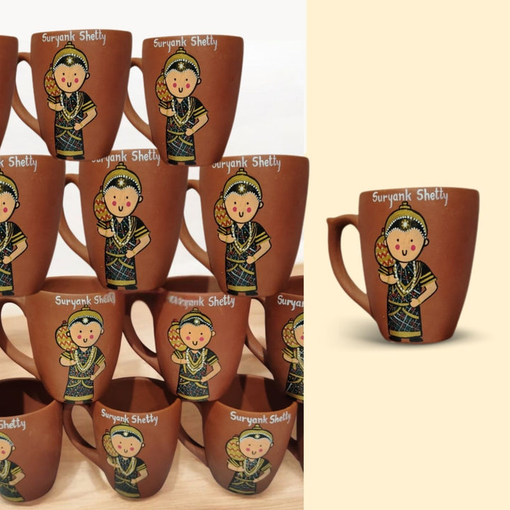 Handpainted Personalised 3D Terracotta Mug with Caricatures