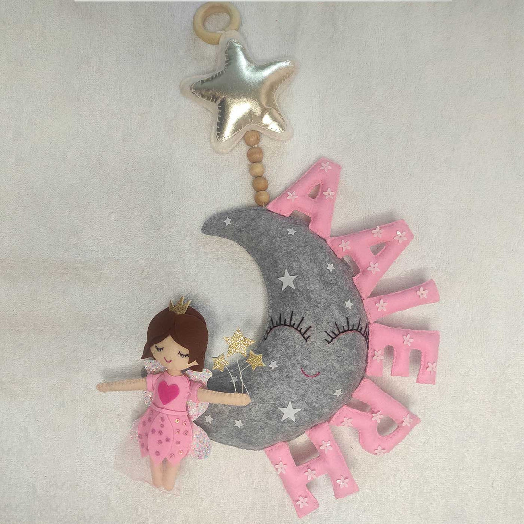 Personalized Handmade Fairy Moon Felt Name Plate