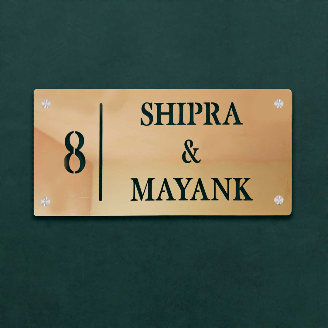 Personalized Minimal Rectangle Weatherproof Name Plate with House Number