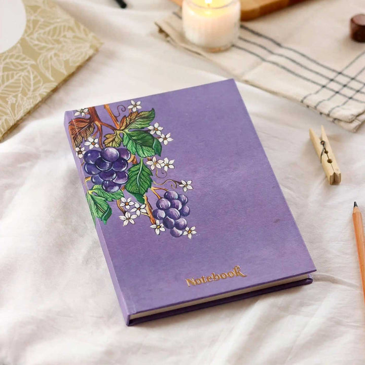 Handmade Grapes Lavender Ruled Journal | 100  Pages