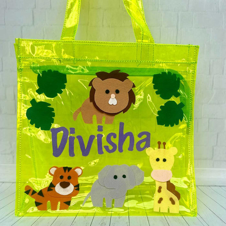 Personalized Handmade Jungle Theme Kids Tote Bag