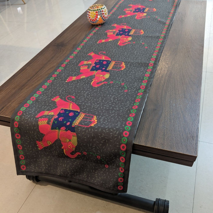 Printed Whimsical Tusker Parade Table Runner & Mat Set