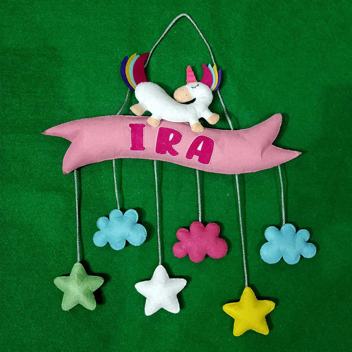 Personalized Handmade Unicorn Theme Felt Kids Name Plate