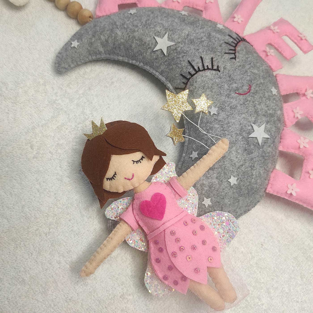 Personalized Handmade Fairy Moon Felt Name Plate