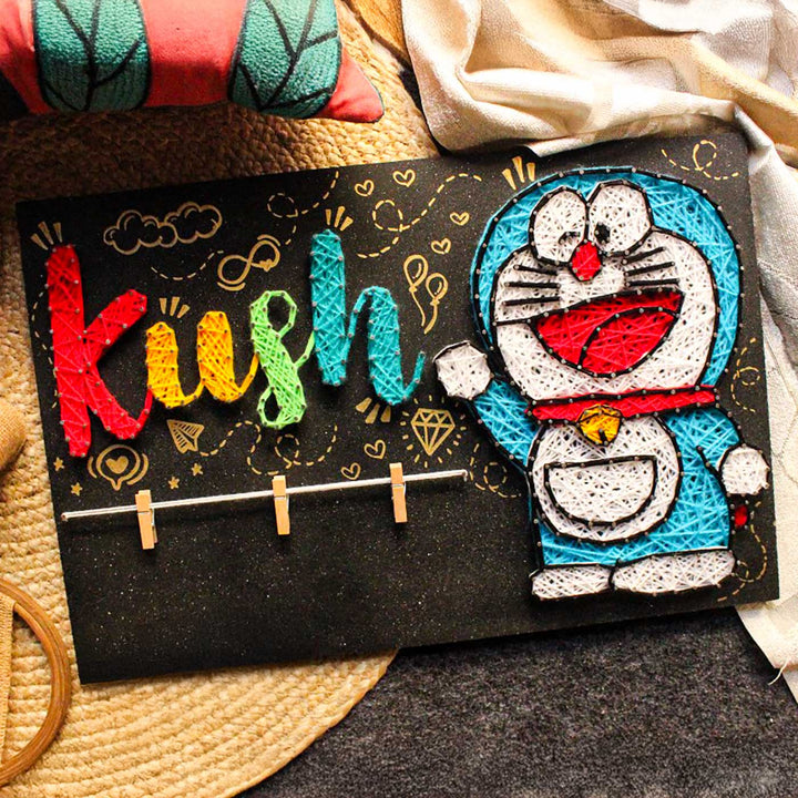 Personalized String Art Doraemon MDF Wood Name Plate