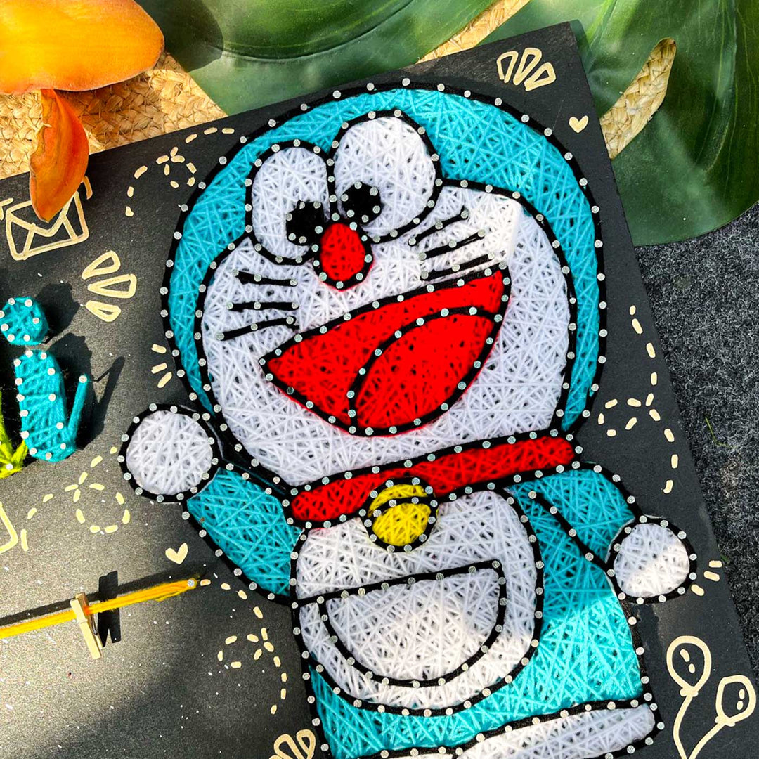 Personalized String Art Doraemon MDF Wood Name Plate