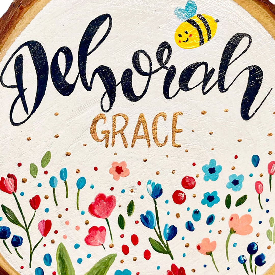 Personalized Hand-Painted Honey Bee Theme Wooden Decorative Plaque