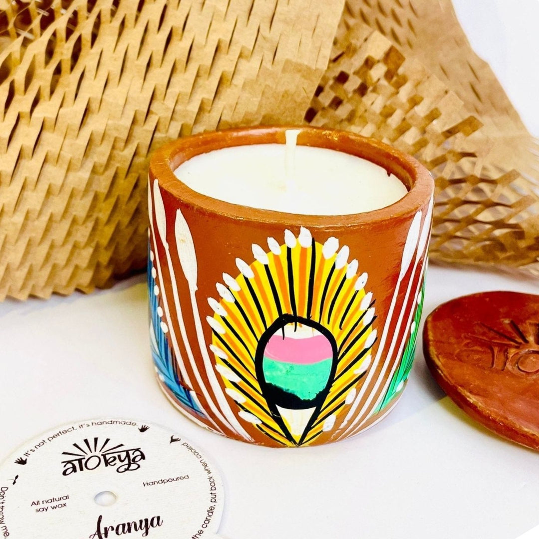 Hand-Painted Patachitra Aranya Single Wick Scented Candle