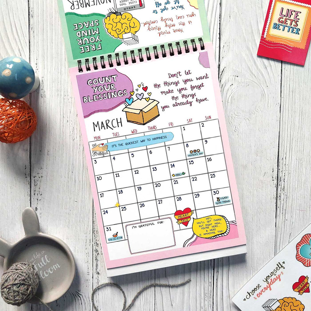 Self-care Contract 2025 Spiral Calendar With Holidays | 10+ Freebies Included