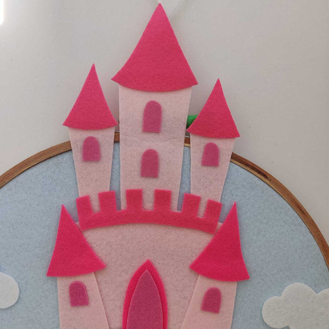 Personalized Handmade Princess and Castle Felt Hoop Name Plate