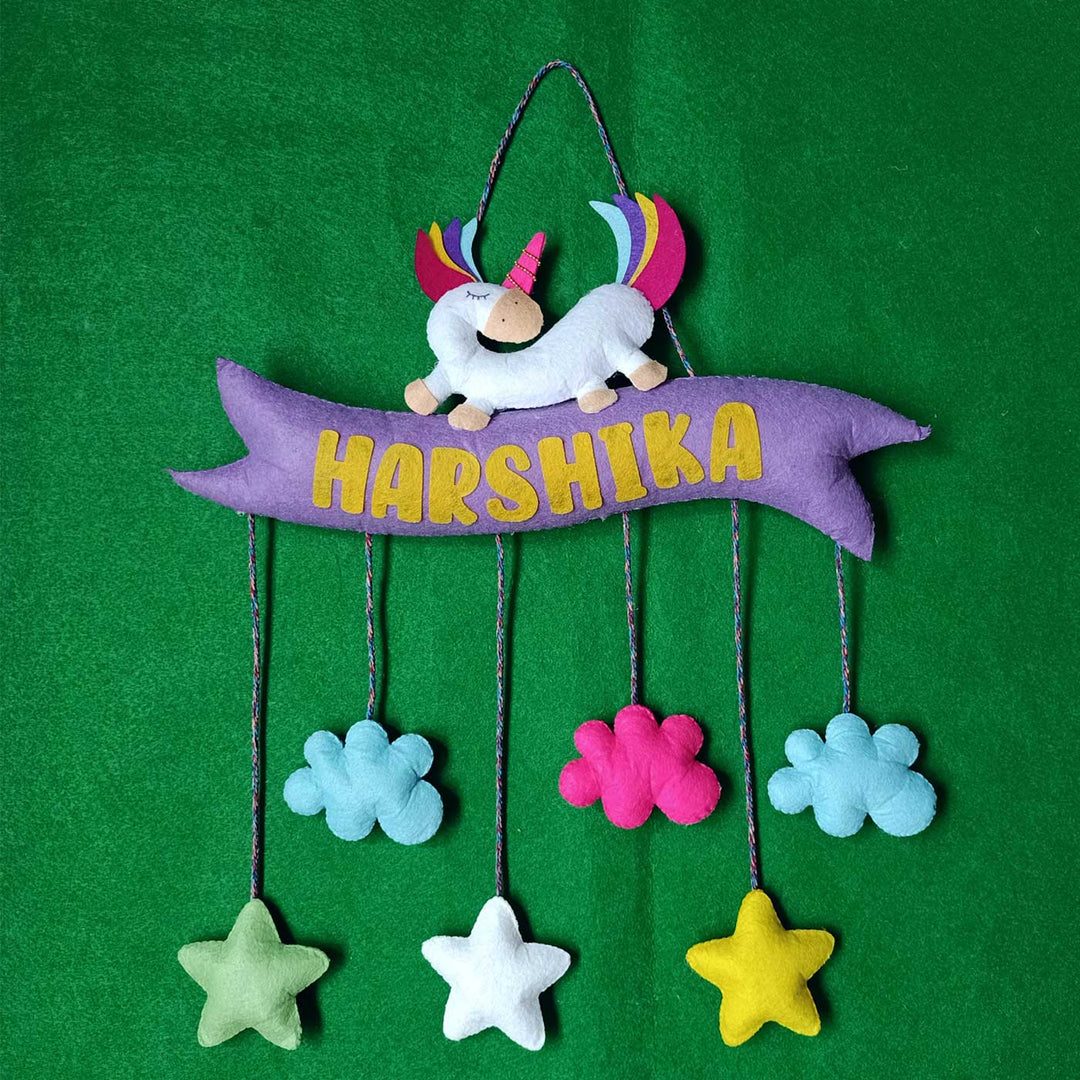 Personalized Handmade Unicorn Theme Felt Kids Name Plate