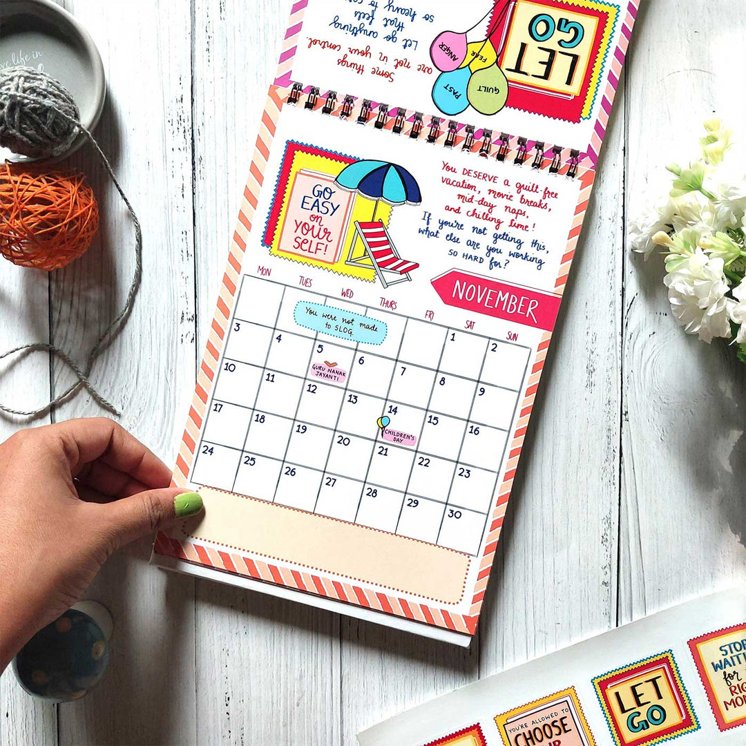 Notes to Self 2025 Spiral Calendar With Holidays | 10+ Freebies Included