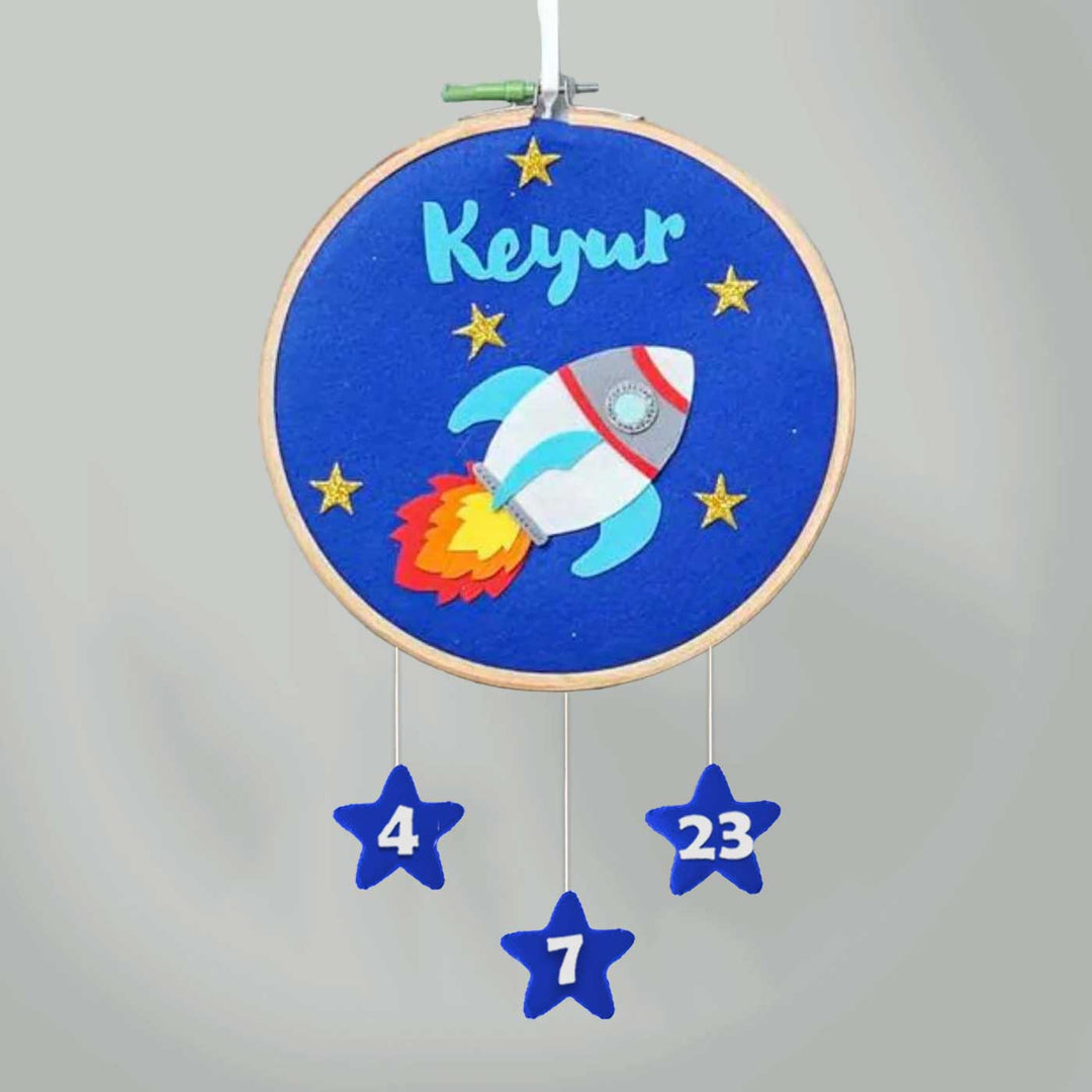 Handcrafted Personalized Rocket Hoop Nameplate