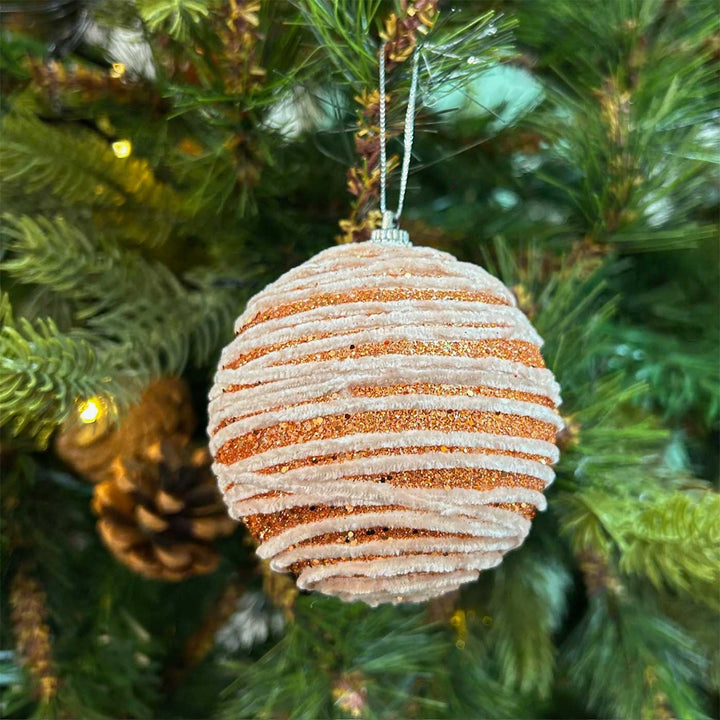 Handmade Gold & Rose Gold Shimmer Embellished Chirstmas Ball Ornaments For Decoration | Set Of 9