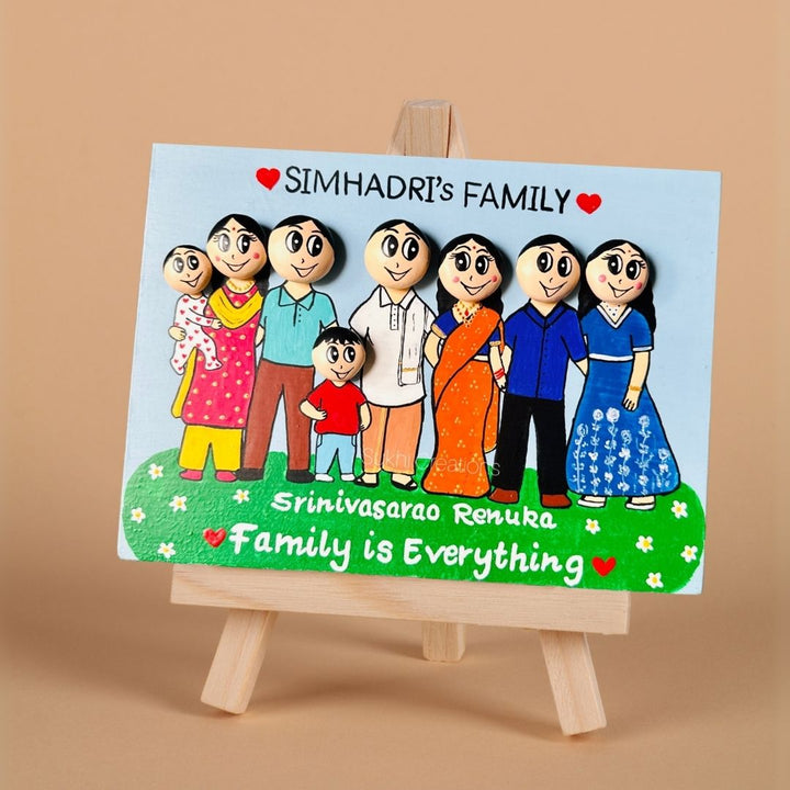 Personalized Hand-Painted Pebble Art Large Family Wooden Decorative Plaque