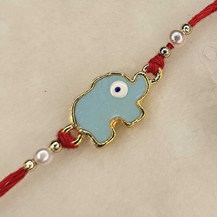 Handmade Elephant Metal Kids Rakhi With Roli Chawal