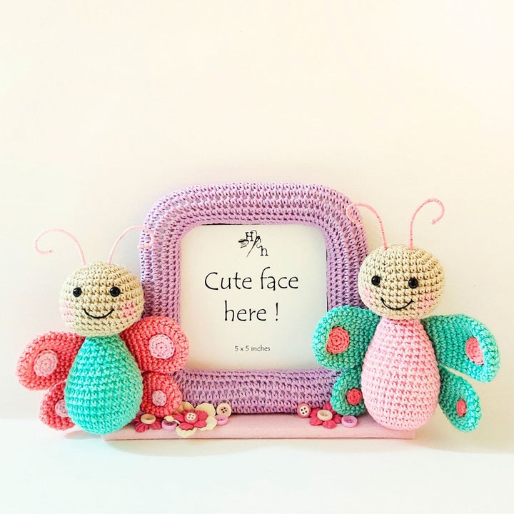 Handmade Crochet Butterfly Photo Frame for Kids