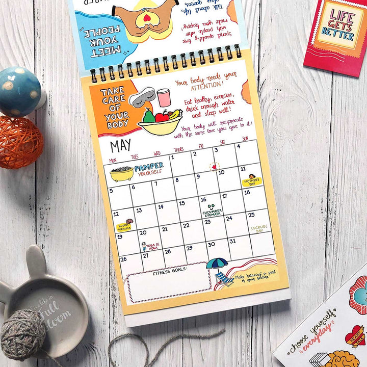 Self-care Contract 2025 Spiral Calendar With Holidays | 10+ Freebies Included