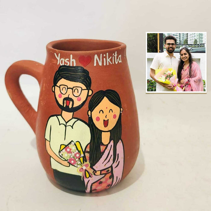 Personalised Terracotta Mugs with Photo Based Caricatures