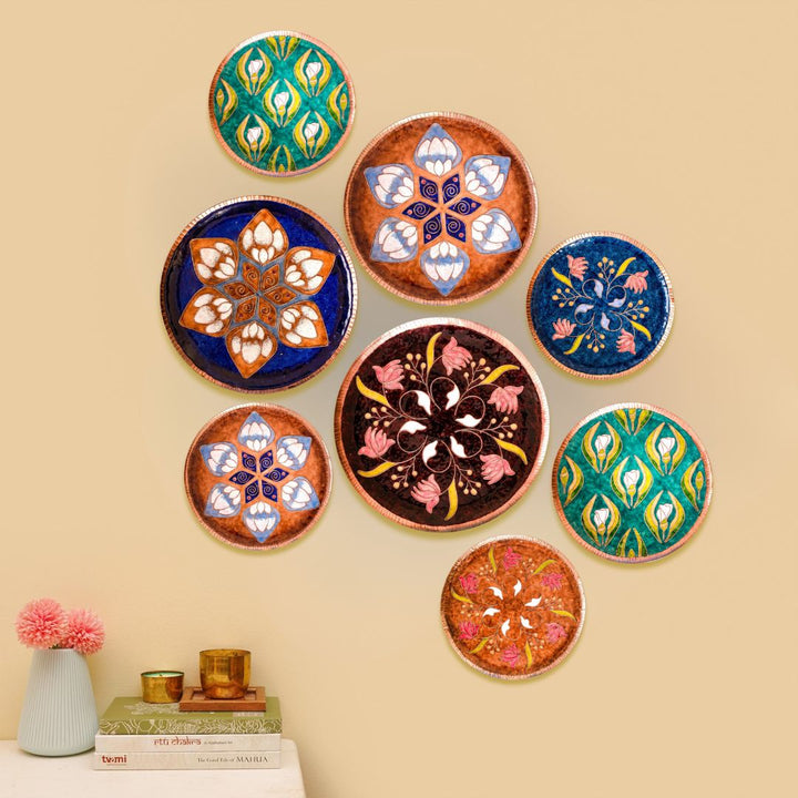 Copper Enamel Wall Plate - Brown Lotus in the Petal