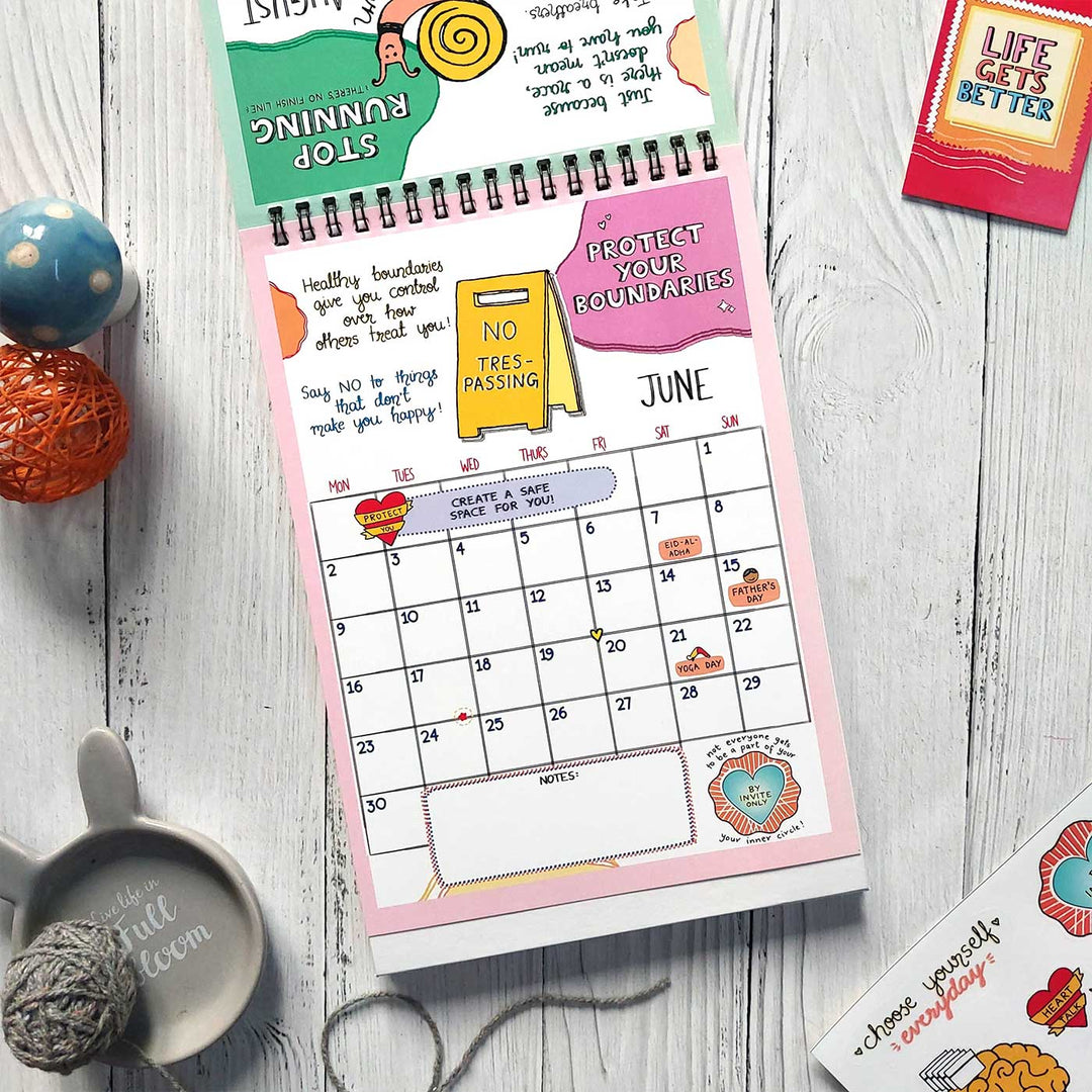 Self-care Contract 2025 Spiral Calendar With Holidays | 10+ Freebies Included