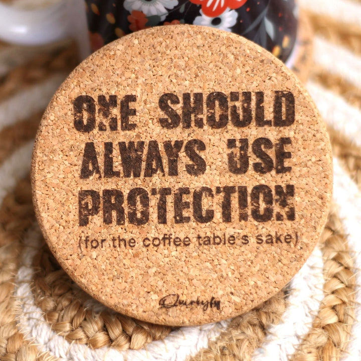 Eco-Friendly Printed Wisdom Cork Coaster Set | Set of 4