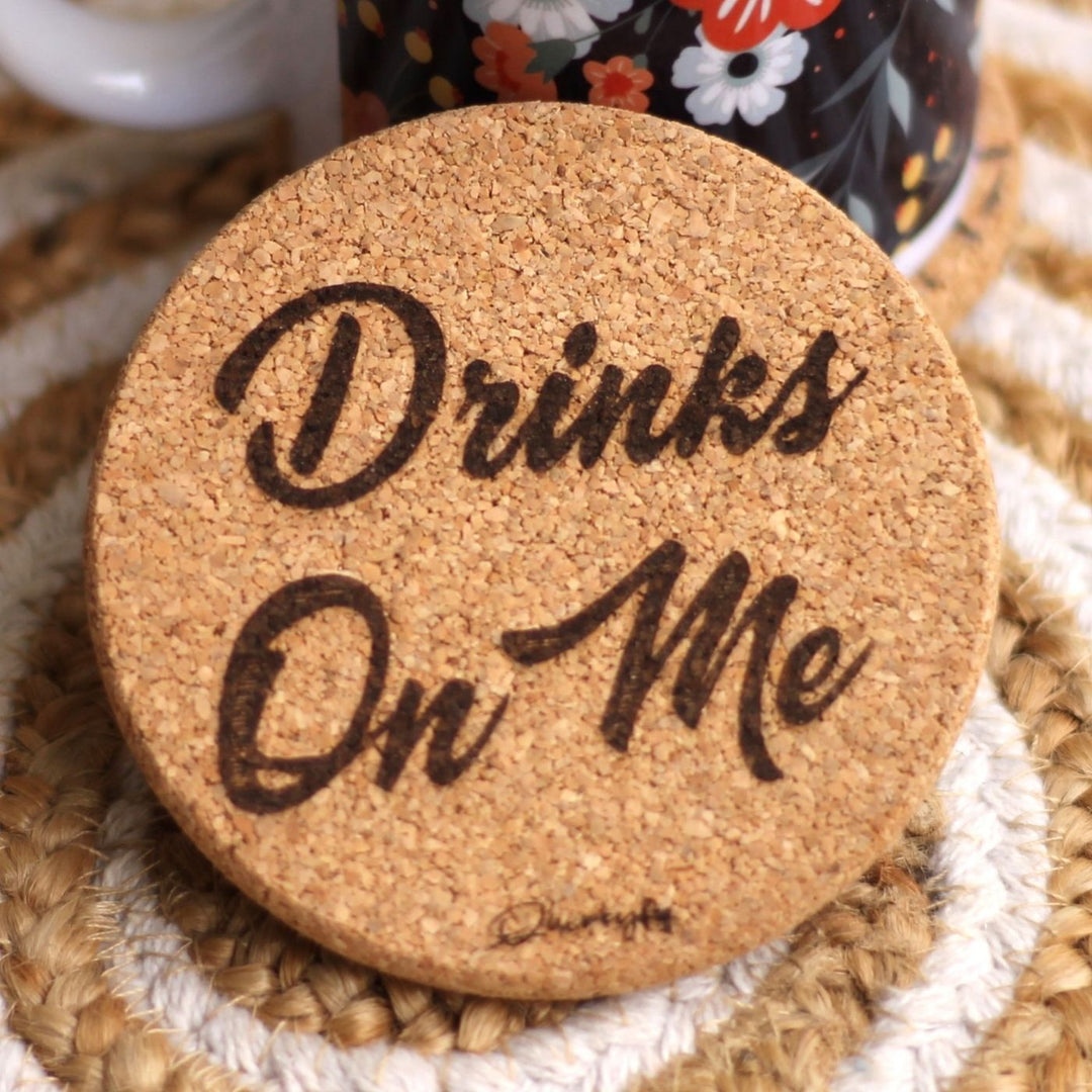 Eco-Friendly Printed Wisdom Cork Coaster Set | Set of 4