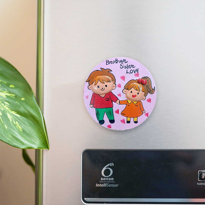 Personalized Pebble Art Wooden Fridge Magnet For Siblings