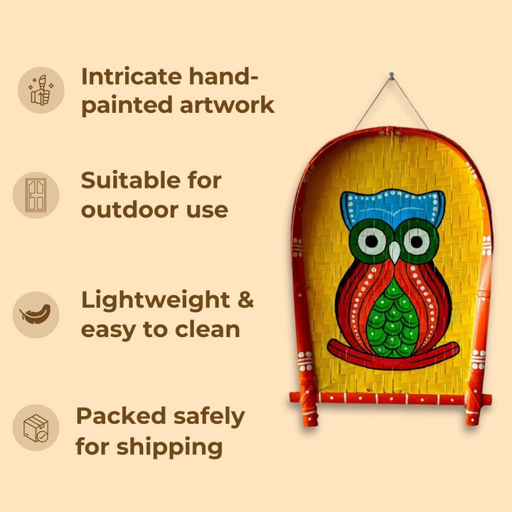 Handpainted Jamini Roy Woman Kulo Bengali Themed Bamboo Wall Decor