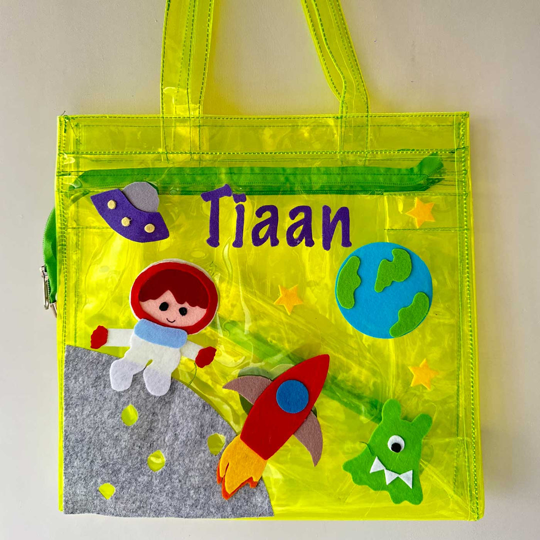 Personalized Handmade Space Theme Kids Tote Bag