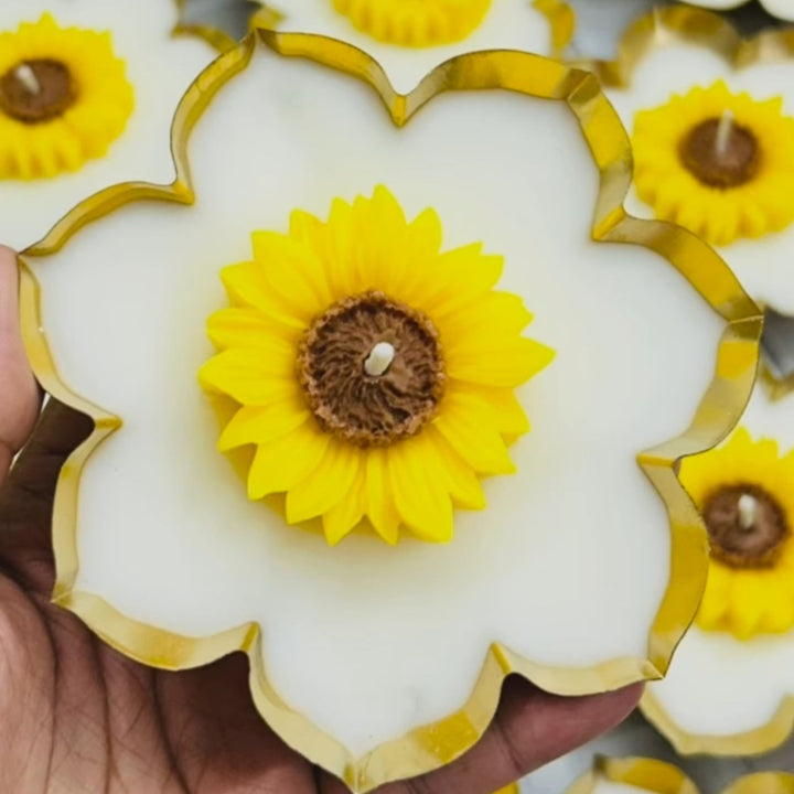 Handmade Sunflower Urli Candle | Set Of 2