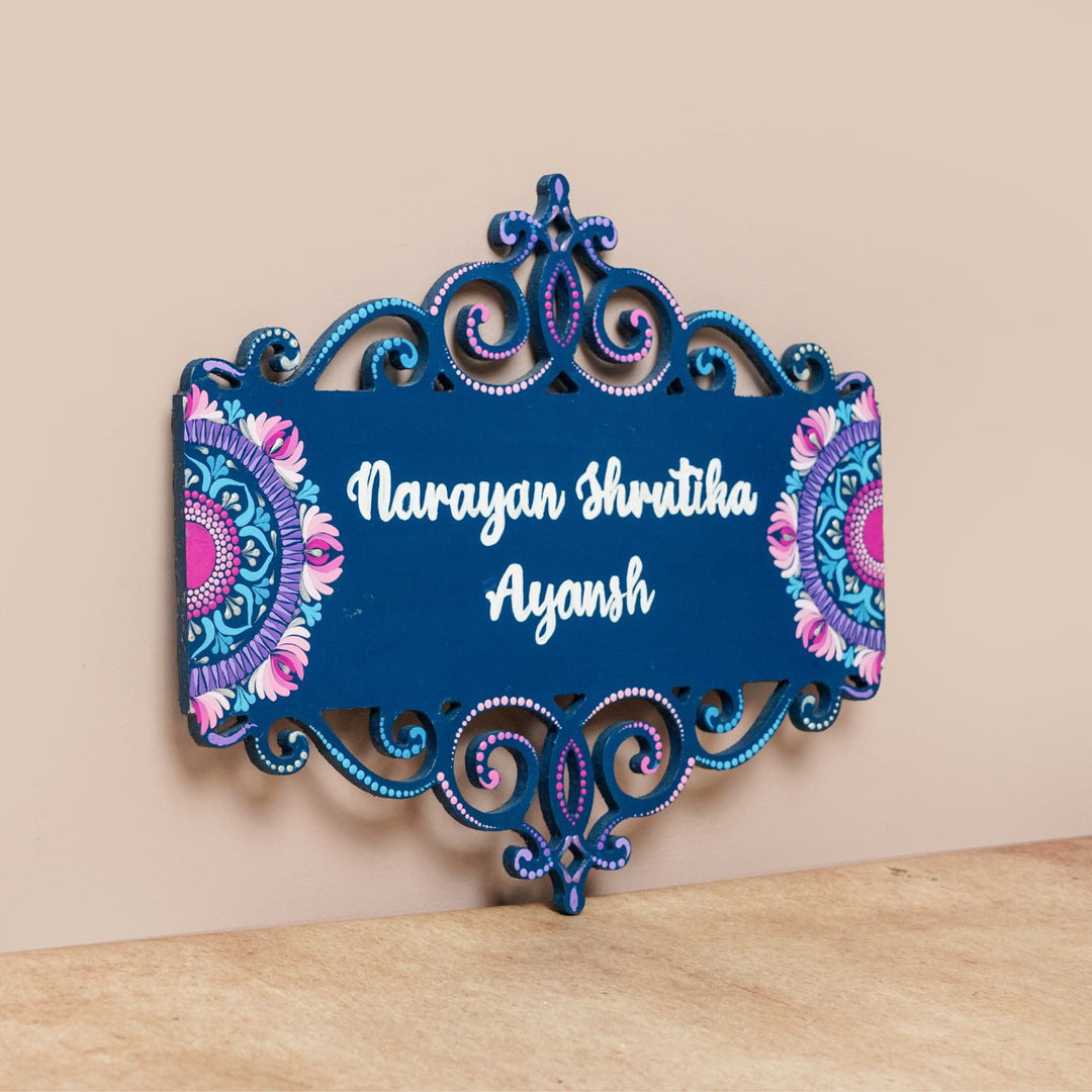 Handcrafted Dot Art Rectangular Cutwork Name Plate