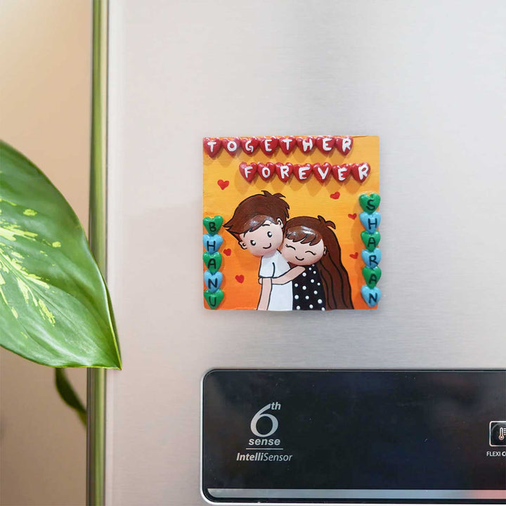 Personalized Cute Pebble Art Wooden Fridge Magnet For Couples