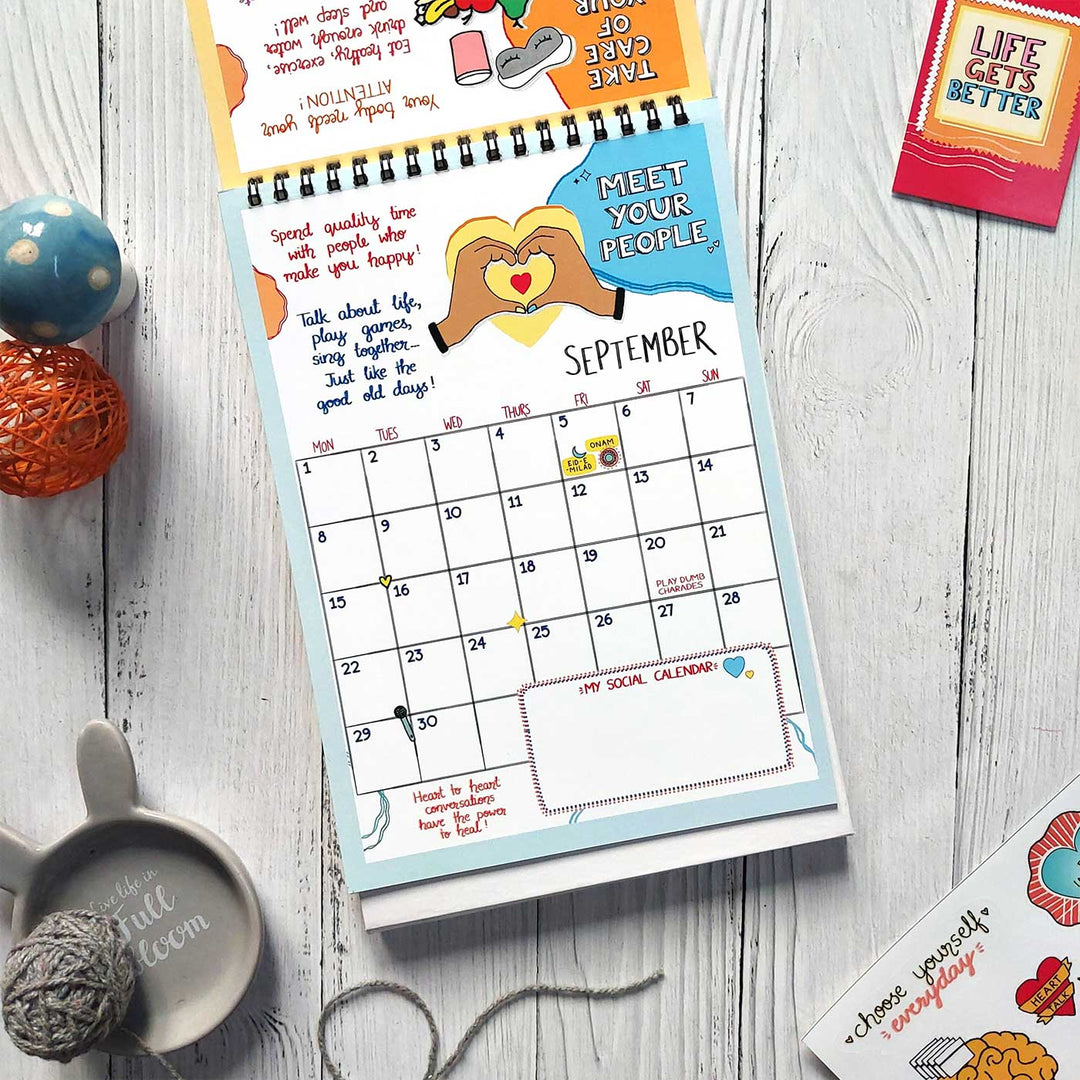 Self-care Contract 2025 Spiral Calendar With Holidays | 10+ Freebies Included