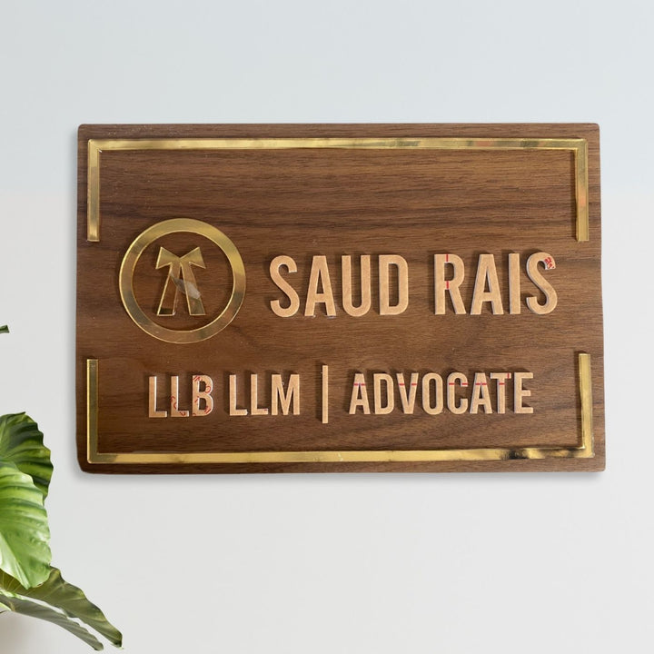 Personalised Wooden Name Plate For Advocate