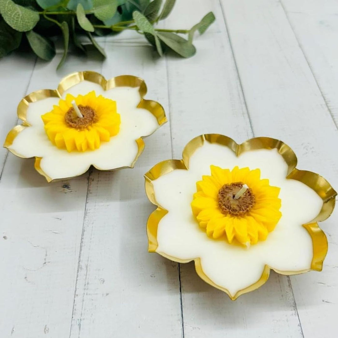 Handmade Sunflower Urli Candle | Set Of 2