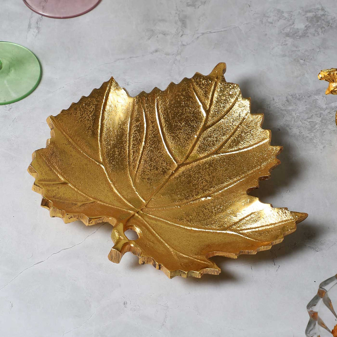 Handmade Large Gold Leaf Shaped Platter