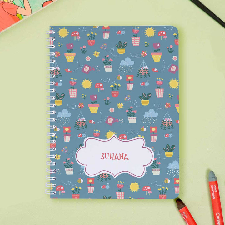 Personalized Enchanted Garden Theme Spiral Bound Notebook | 60 Pages